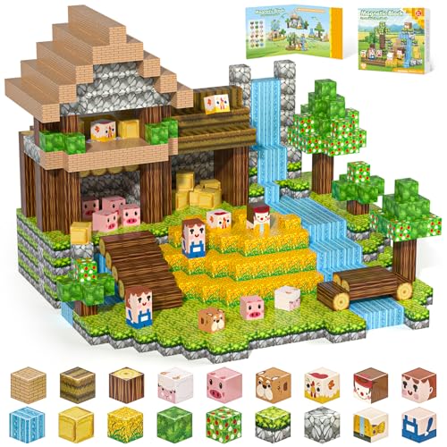 Gryxpox Magnetische Bausteine 100 Teile - Kreative Pixel-Style Blöcke für Kinder 3 4 5 6 7 8 Jahre - Lernspielzeug STEM… – Ansicht 1