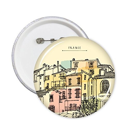 Badge rond France monument architecture lot 5 pièces bouton paysage national XXL