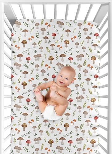 Image of Sweet Jojo Designs 3-Piece Baby Crib Sheets Set (Woodland Forest Animals) for Girls /Boys, Infant Nursery, Toddler Room - Fitted, Standard Size (Solid Green, Toadstool Mushrooms & Animal Friends, Bear)