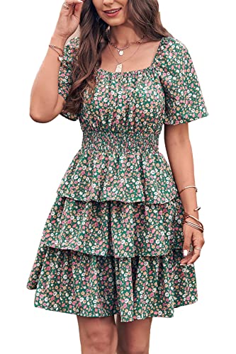 Image of PRETTYGARDEN Women's Summer Floral Ruffle Short Dress