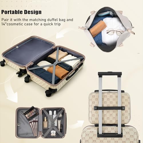 Image of Hardshell Luggage Sets, Lightweight Suitcases with Spinner Wheels, Khaki Pattern