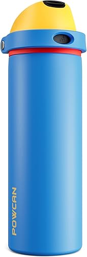 Miniatura 69 de POWCAN - Botella de agua aislada, 24 oz, tapa 2 en 1, boquilla de botón, popote abatible, a prueba de fugas, acero inoxidable, para portavasos
