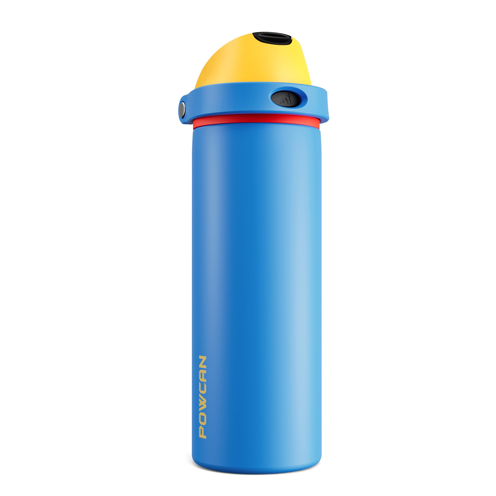 POWCAN 24 oz Insulated Water Bottle with Straw: 2-in-1 with Push-Button Spout &amp; Quick-Flip Straw, Leakproof, Cold 24Hrs, Fits Car Cup Holder, Stainless Steel Cup for Sports, Outdoors (Sailor Quack)