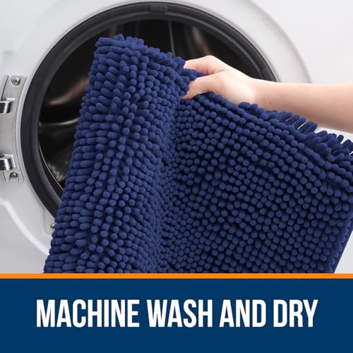 Image of OLANLY Large Bathroom Rugs 44x32, Soft Absorbent Chenille Bath Rugs, Rubber Backing Quick Dry, Machine Washable Bath Mats for Bathroom Floor, Tub and Shower, Home Decor Accessories, Twilight Sapphire