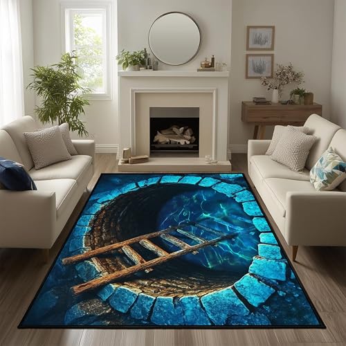 Tapete decorativo ilusión óptica 3D 6x9ft azul oscuro miniatura 3