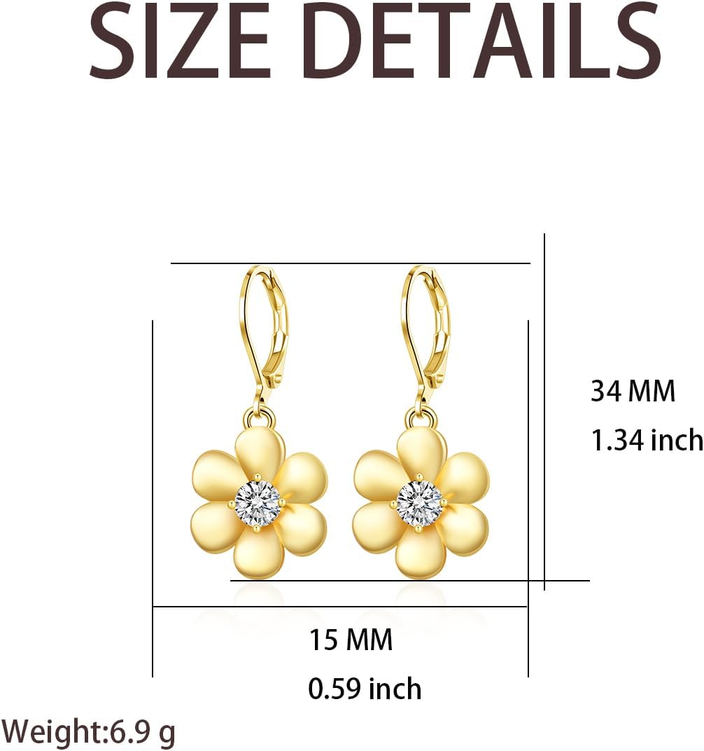 Flower Earrings Daisy/Sunflower Leverback Earrings Dainty Flower Drop Dangle Earrings Jewelry for Women Birthday - Image 2