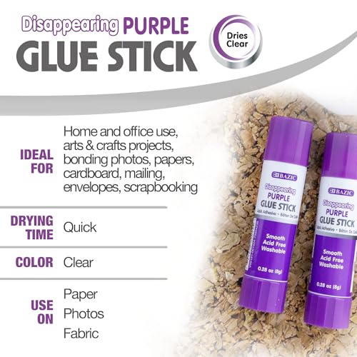 image for BAZIC Products Washable Disappearing Purple Glue Stick 8g / 0.28 Oz., 