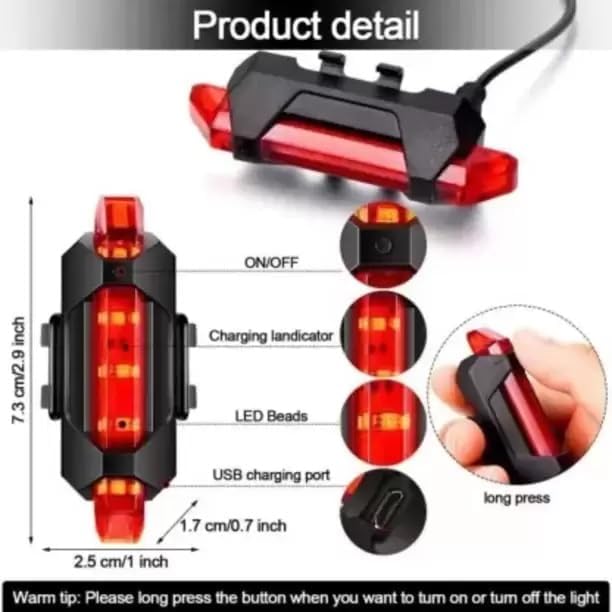 Image of PRO365 USB Rechargeable Bicycle Light Set with Horn | Front & Rear LED Cycle Lights with Valve Light | Waterproof Multicolor Bike Safety Lights