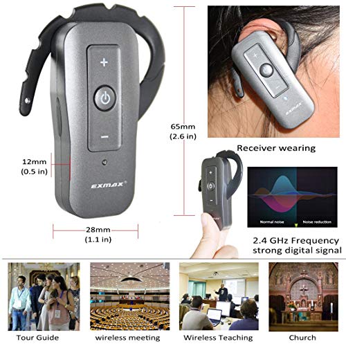 Sistema inalámbrico de transmisión de voz EXMAX EXD-6688 2,4 GHz para guías turísticos: 2 transmisores y 10 receptores miniatura 4