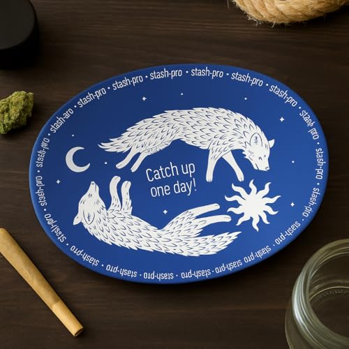 Image of Stash-Pro Toughened Glass Oval Tray - 15.5 x 10.5 cm - Heat Resistant, Easy to Clean, Durable Design (Blue Wolf)