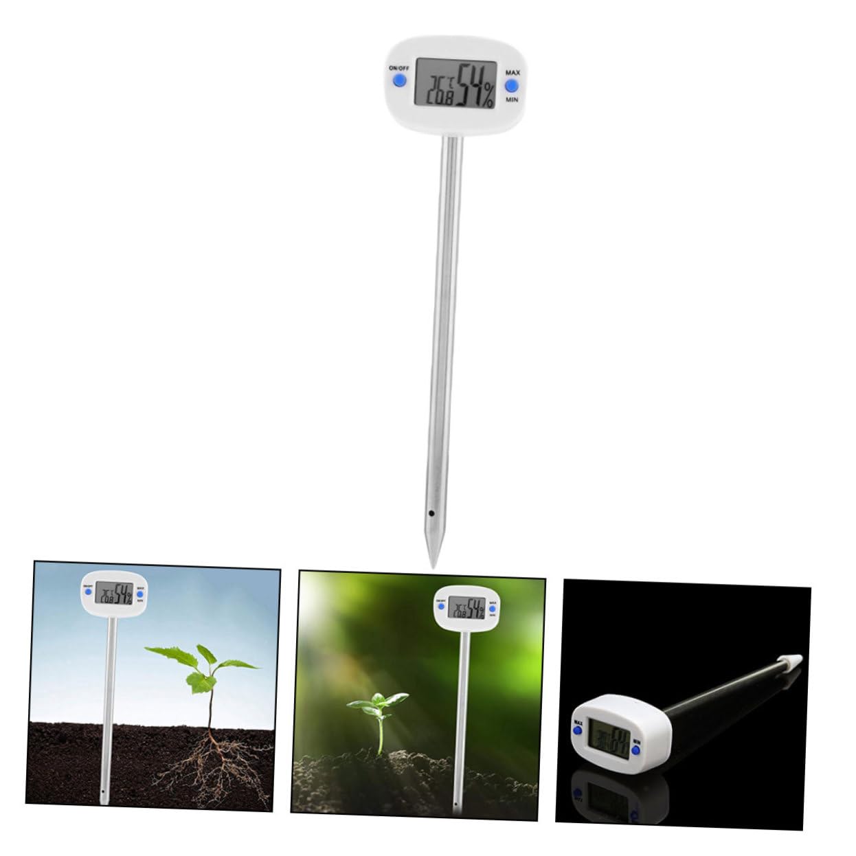 BESPORTBLE 3 Stück Mini Bodenthermometer und Hygrometer Präziser Bodenfeuchtigkeits und Temperaturtester mit Edelstahlsonde für Pflanzenpflege und Gartenarbeit