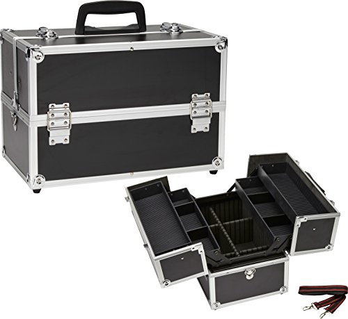 Seya Beauty Cosmetic Train Case with Adjustable Dividers - Flat Black