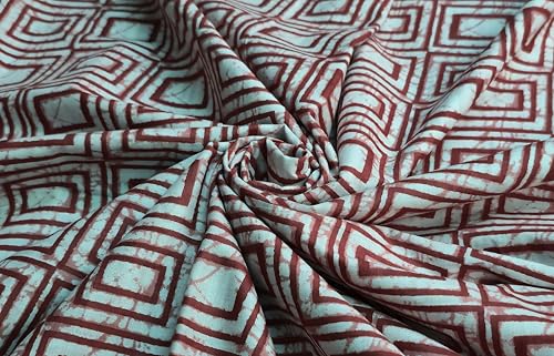 Image of 2 Meter Hand Block Indian Cotton Unstitched Jaipuri Handmade Digital Printed Fabric Material for Women Kurta /Blouse /Palazzos /Piece Material for Women's (Mehroon)