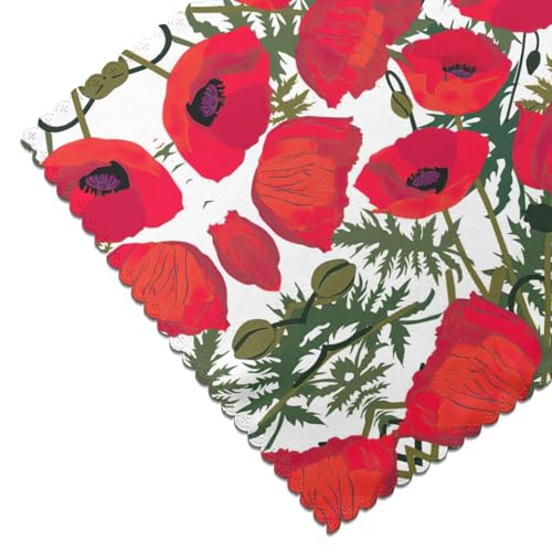 Sets de table anti-tache polyester coquelicot pour préserver vos tables en bois