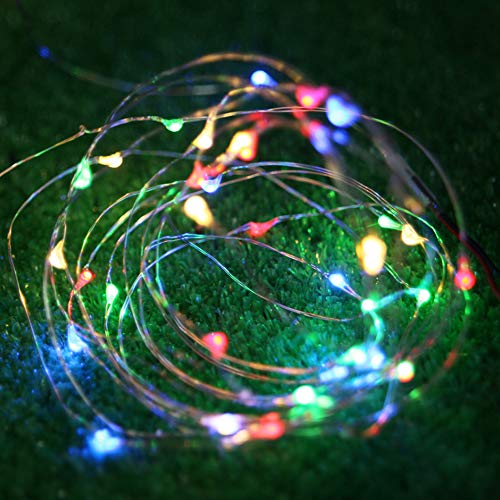Preisvergleich Produktbild BAGZY LED Lichterkette Batteriebetriebene Dekoration Lichterketten Wasserdichte 2m 20er Lichter Kupferdraht für Innen Außen Hochzeit Weihnachten Party Garten Mehrfarbig