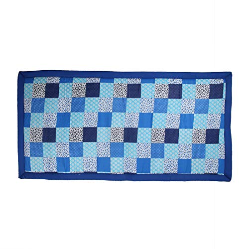 Image of CRAFT OF INDIA - Foldable korai Grass chatai 3X6 ft, Blue Cotton New with 15MM Soft Foam Hand Made (Blue Cotton New)