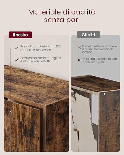 VASAGLE Libreria, Libreria Scaffale Verticale a 6 Ripiani, con Anta, 24 x 31,8 x 175 cm, per Soggiorno Studio Ufficio Sala da Pranzo, Marrone Vintage LBC401K01 - Immagine 5