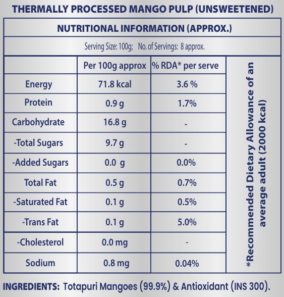 Seafarer's Canned Totapuri Mango Pulp, 1700 g Combo Pack of 850 g x 2 99.9% Pure Totapuri Mango Pulp | Smooth, Tangy-Sweet & Ready-to-Use | Ideal for Juices, Beverages, Ice Creams, Desserts & Bakery Use 2