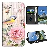 DIGTIALL Étui portefeuille pour cricket Debut S2/AT&T Calypso 4 avec porte-cartes et protection RFID pour homme et femme en similicuir PU avec béquille magnétique, résistant aux chocs, bel oiseau