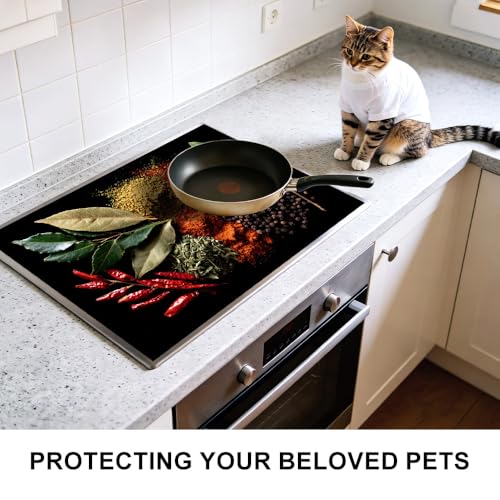 Image of Spices and Herbs Stove Top Cover, Glass Cooktop, 28x20 in