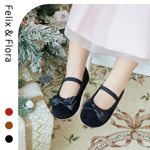 Image of Felix & Flora Toddler Flower Girl Dress Shoes - Girl Ballet Flats Party School Shoes Wedding