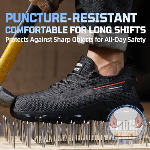 Image of Steel Toe Work Shoes for Men Lightweight Safety Shoes with Puncture Resistant Sole Comfortable Construction Industrial Work Shoe for Warehouse