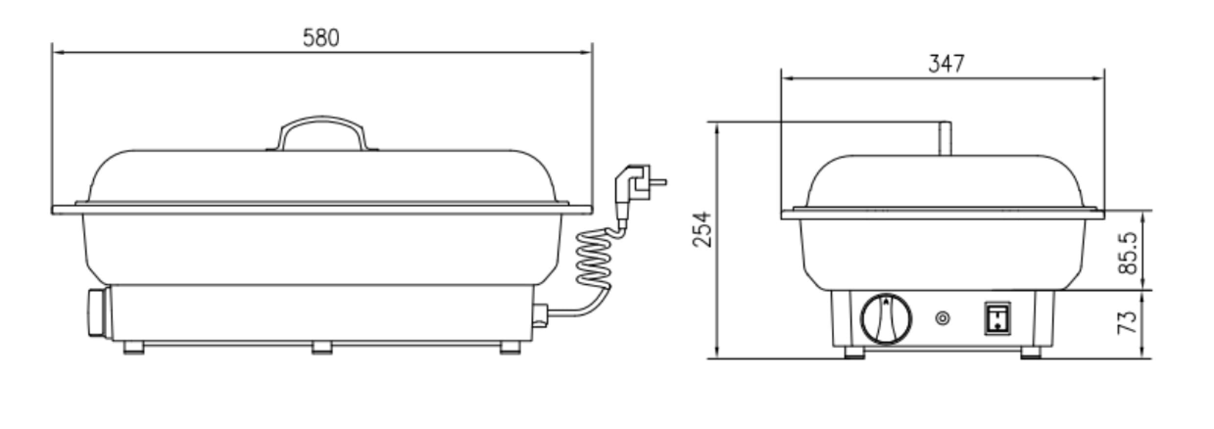 GastroHero Elektro-Chafing Dish, für GN 1/1 Behälter, Schwarz CDGN1/1E | mit passendem Deckel & handlichen Griffen, Edelstahl, +30 °C bis +90 °C, GN 1/1 Behälter mit 6,5 cm Tiefe, 58x35x25 cm