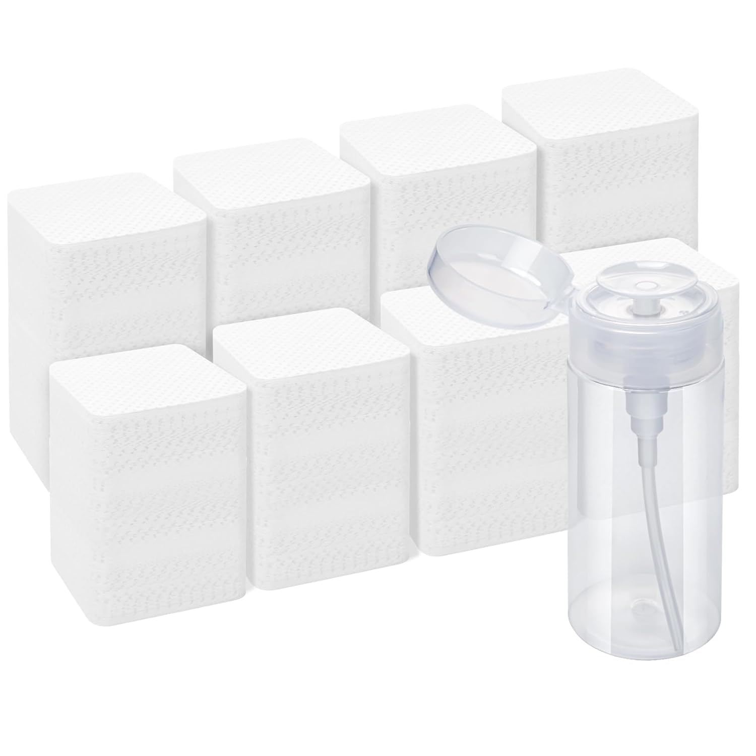 Gel Nail Polish Remover, 300 Lint-Free Cotton Pads wipes & Pump Dispenser Bottle-image-48