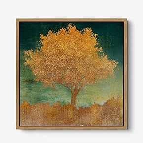 signwin Framed Canvas Wall Art Gold Trees and...