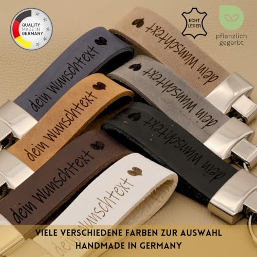 AnnaMatoni Schlüsselanhänger hochwertiges echt Leder mit Wunschgravur, individuelle Gravur - personalisiert Schlüsselbund - Geschenk für Männer Frauen - 100% Handmade in Germany (Schwarz 790)