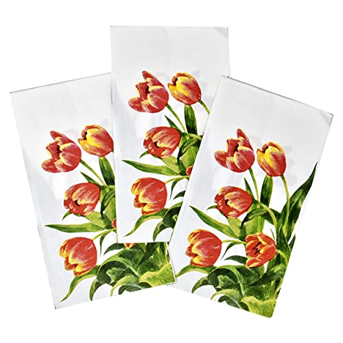 100 Tulip Guest Napkins Decorative Hand Towels 3 Ply Disposable Paper Spring Flower Watercolor Tulips Napkins For Floral Garden Bathroom Toilet Powder Room Holiday Wedding Birthday Dinner Party Towel #TOP3