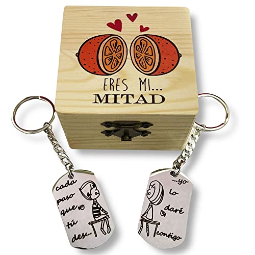masqueprecios Llavero doble Cada paso que tu des, mas caja de madera a todo color, regalo aniversarios, regalo novios, matrimonios, san valentin recuerdo boda