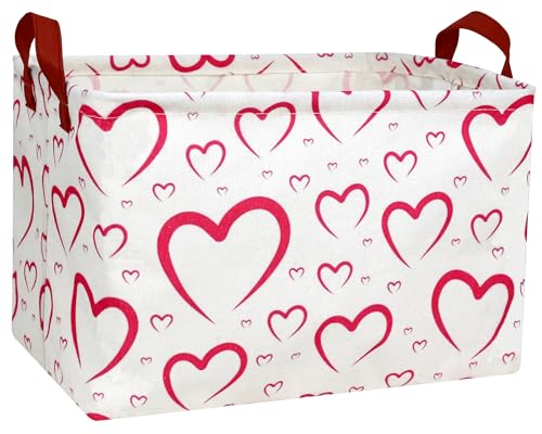 Image of Large Valentine's Day Basket Heart Shaped Storage Bin for Gifts Collapsible Organizer Room Decor (Open Mouth Love)