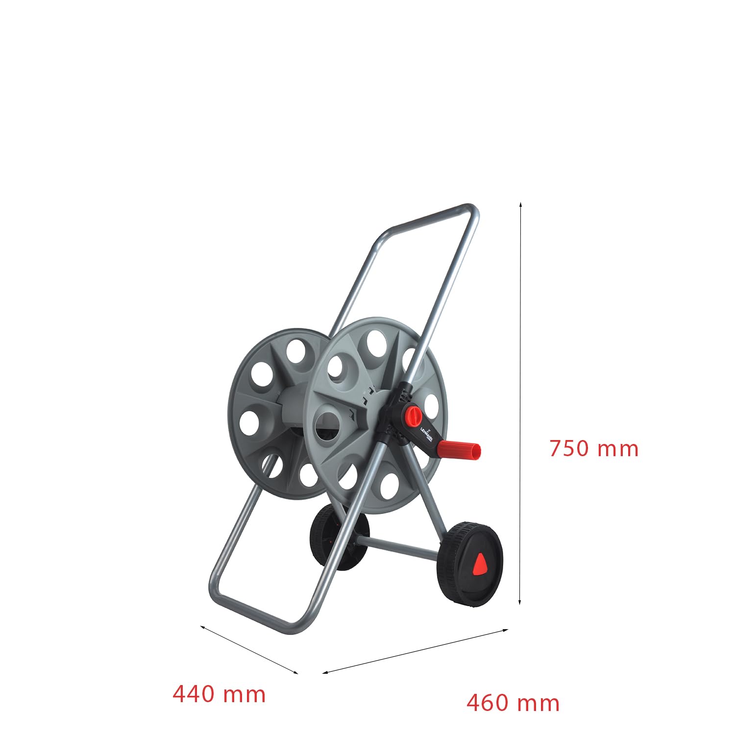 Lehmann Chariot dévidoir pour Tuyau d’arrosage Jusqu’à 45 m (1/2") ou 25 m (3/4") – sans Tuyau – Chariot sur Roues, Cadre Robuste, Stable et Compact