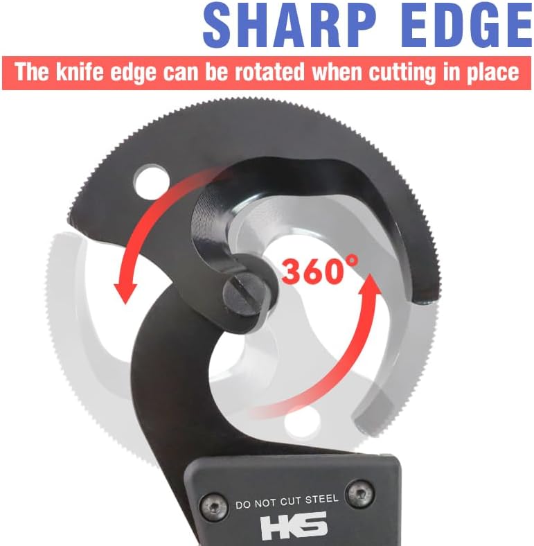 Miniatura 5 de HKS Cortador de alambre de cable de trinquete resistente para cortar cables eléctricos de cobre de aluminio y múltiples núcleos de hasta 300 mm (AWG