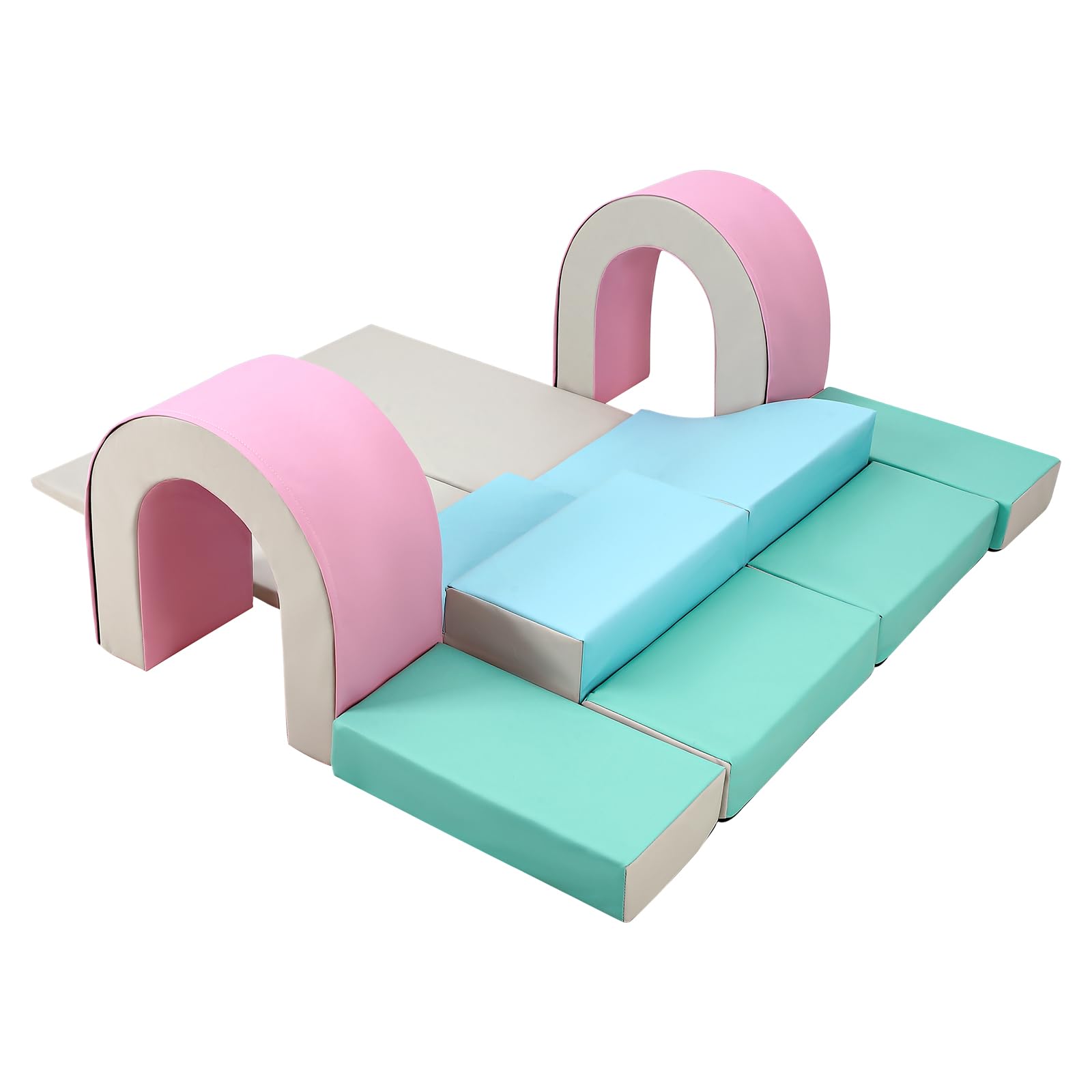 Sicheres 10-teiliges Kletter- und Spielset für Kleinkinder – Weiche PU-Schaumstoff-Kletterblöcke – Fördert Motorik & aktives Spielen – Indoor-Spielplatz für Babys von 1-3 Jahren – Farbe: