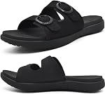 COFACE Womens Orthotic Slides Comfort Plantar Fasciitis Arch Support Slip on Flat Sandals Ladies Soft Cushion Fashion Yoga Mat Slippers With Adjustable Straps