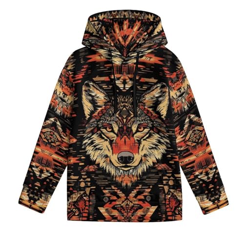 Sweat à capuche loup enfant pull manches longues taille 110-150