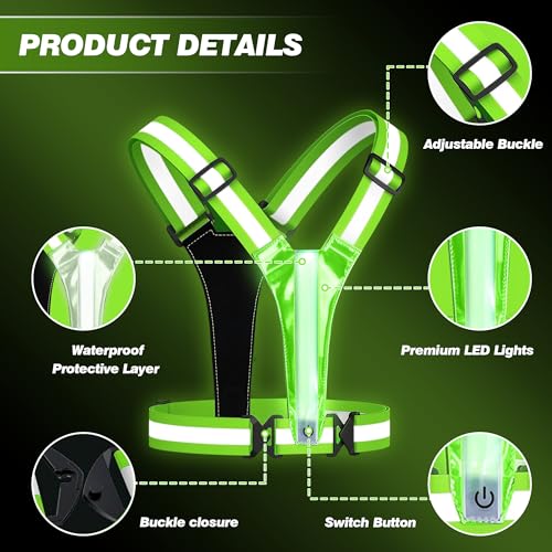 AXsinr LED Reflective Vest Running Gear, Light Up Vest for Night, High Visibility Running Vest for Biking Cycling Walking, USB Rechargeable Adjustable Safety Gear for Men Women Kids - Image 6