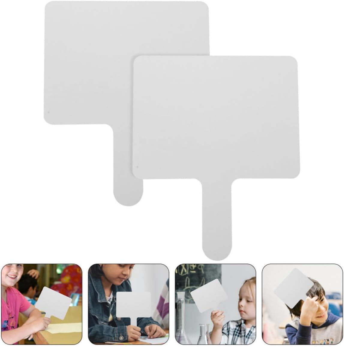 Handheld Answer Board Dry Erase Paddle 2pcs White Paper for School | Rounded Corners, Lightweight Build, Easy Writing Surface, Waterproof Finish, Quiet Participation for Student Use