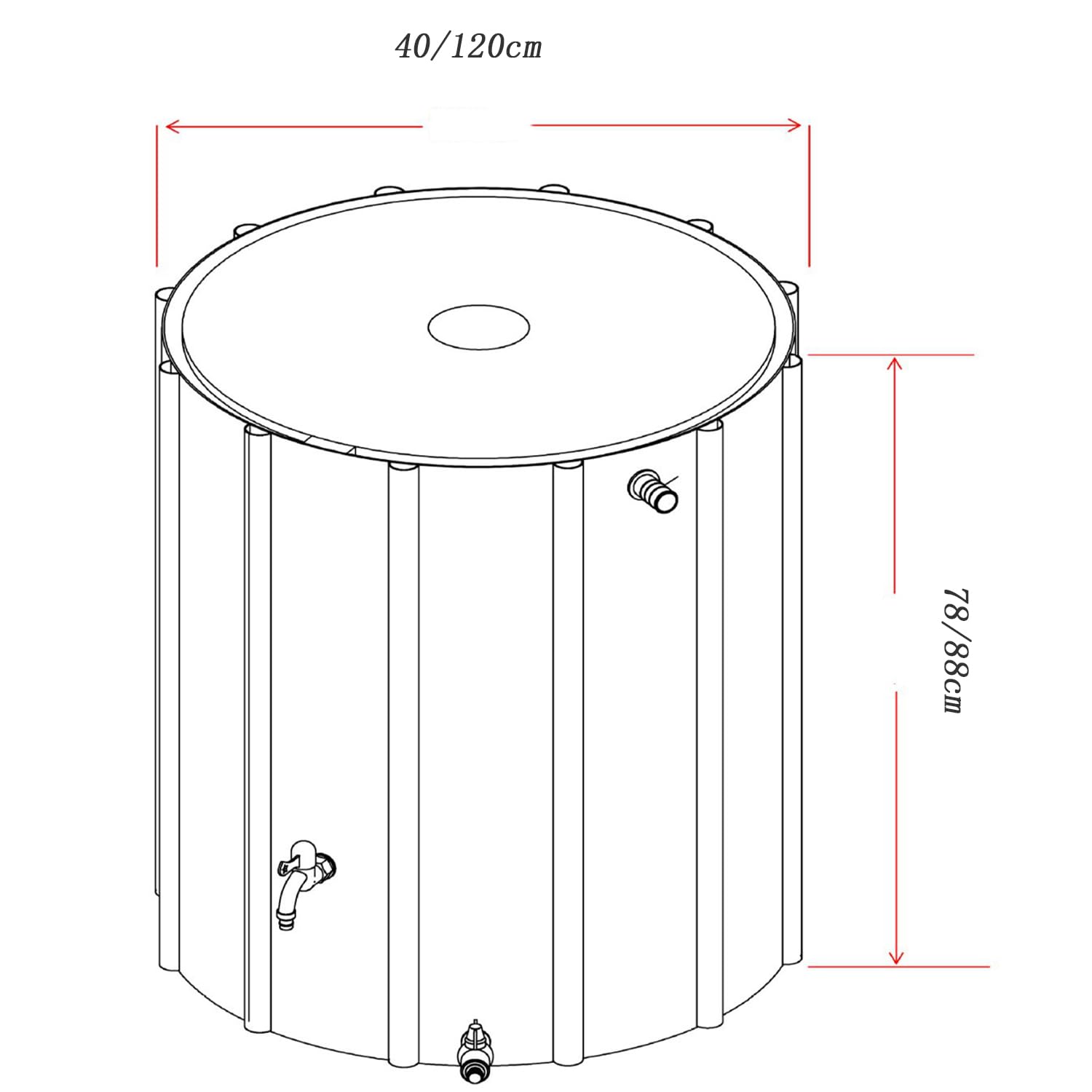 Colector de Agua de Lluvia Plegable, depósito de Agua Flexible con Grifo y Filtro, Resistente a los Rayos UV, anticorrosión, para riego de Jardines,A01,500L