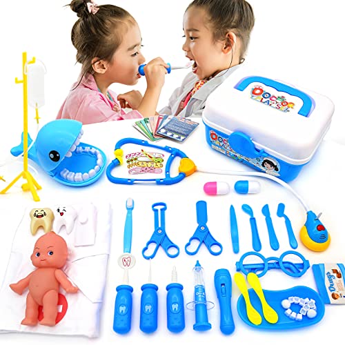 Xiaozhifu Maletín médico niños doctor juguete juego de rol maletín doctoral juguete médico médico médico bata regalos niños niños niños niñas mayores de 3 años Cover