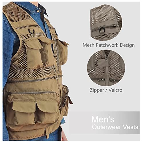Chenfumeng Versatile Men's Summer Vest For Outdoor Work, Safari, Fishing, Travel And Photography With Multiple Pockets (As1, Alpha, X_L, Regular, Regular, Khaki) #TOP3
