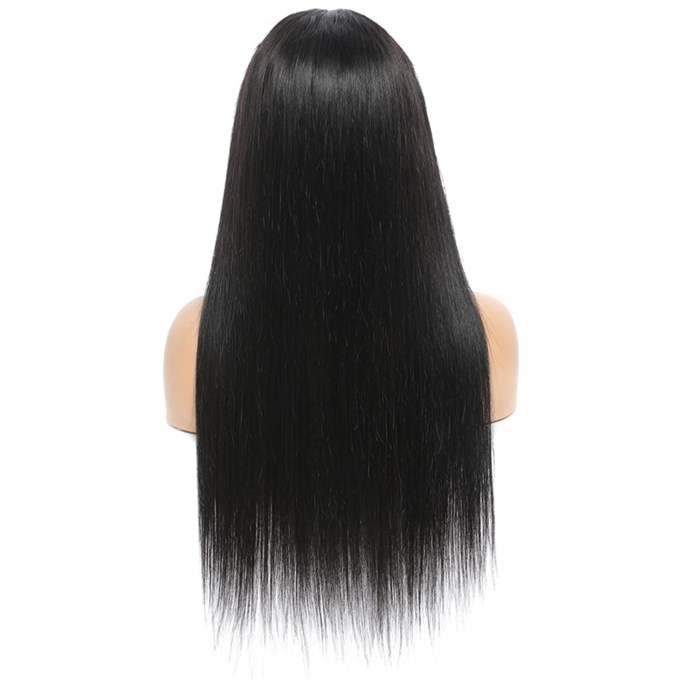 13X6 Lace Front Human Hair Wig Straight Parrucca Donna Capelli Veri Glueless Wig Wear and Go Natural Black Real Pre Plucked 150% Density Unprocessed Remy Human Hair 34 Zoll