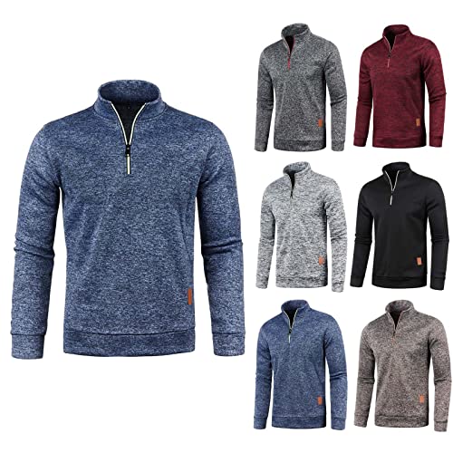 Mens 1/4 Zipper Fleece Sweatshirt Stand Collar Sherpa Warm Workout Jogging Golf Sport Coats3