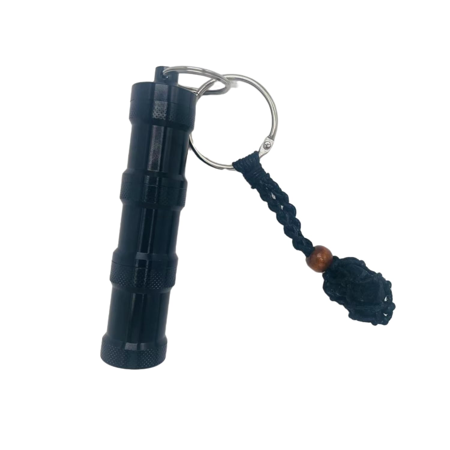 Pill Holder Cases Portable Keychain Crystal,Black Tournament Handmade Keychains,Pills Container Organizer,Triple Chamber (Black)