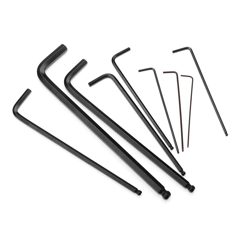 Jerxun 9Pcs 1.5-10Mm Cr-V Cabeza De Bola Allen Llave Set Multi-Function Hexagonal Interior Spanner Llave Allen