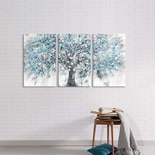 Artistic Path Abstract Artwork Landscape Wall Art: Blooming Tree Painting Print On Canvas For Bedroom (Overall 48" W X 26" H,Multi-Sized) #TOP3