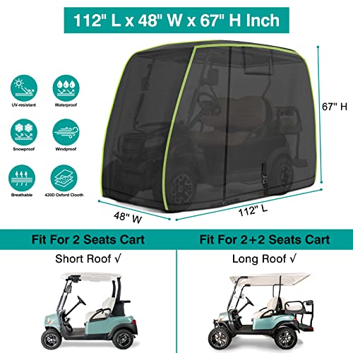 Ilskw Waterproof Golf Cart Cover Universal Fits For Most 4 Passenger Or 2 Passenger Ezgo, Club Car, Yamaha Golf Cart-Black #TOP1