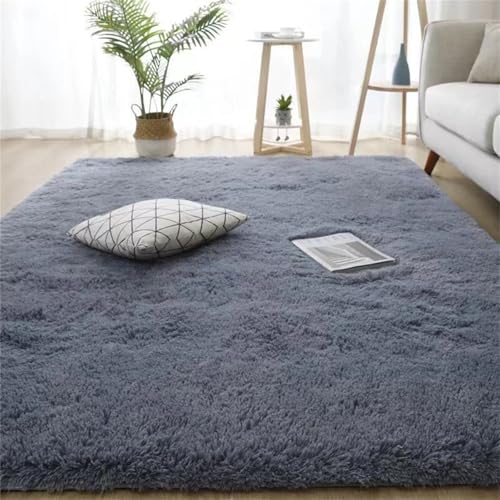 Highdi Tapis de Salon à Poils Longs Tapis Doux Moelleux Couleur Unie Grand Tapis de Chambre Antidérapant Confortable Moquette Shaggy pour Salon Couloir Baie...